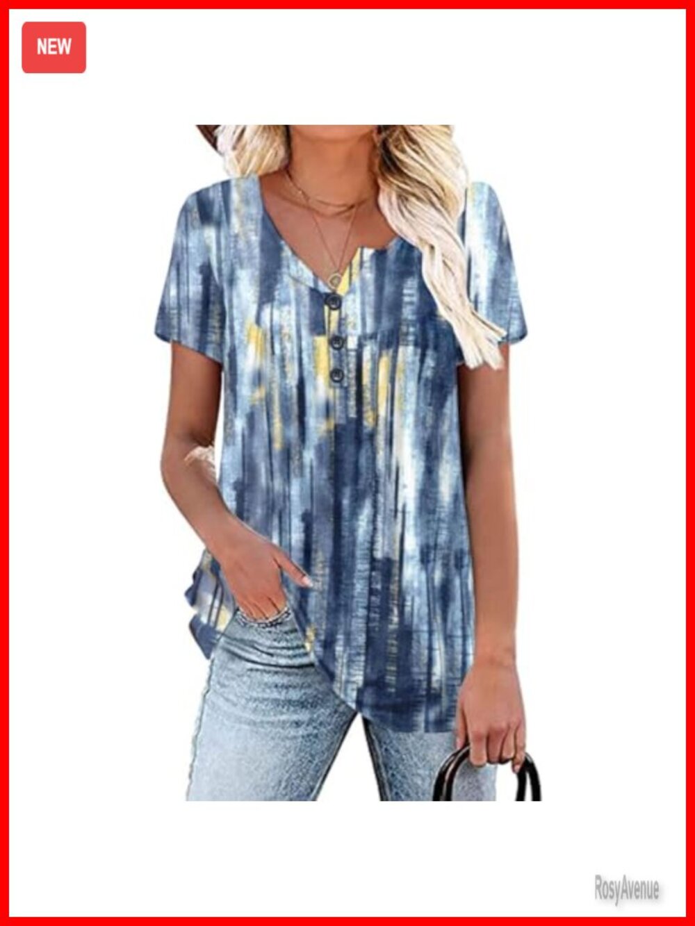 Plus Size Short Sleeve Tunic Blouse Floral Pleated Flowy Summer Top